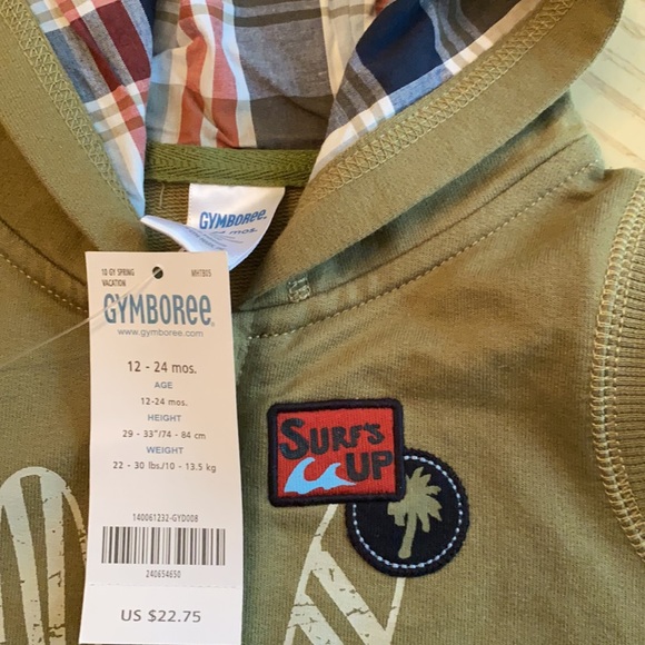 NWT Gymboree boys 12-24M olive green short set - Picture 4 of 7